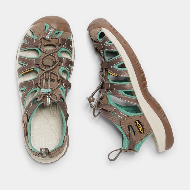 Keen Whisper Womens Hiking Sandals Brown/Turquoise Clearance (2713-FEDMW)